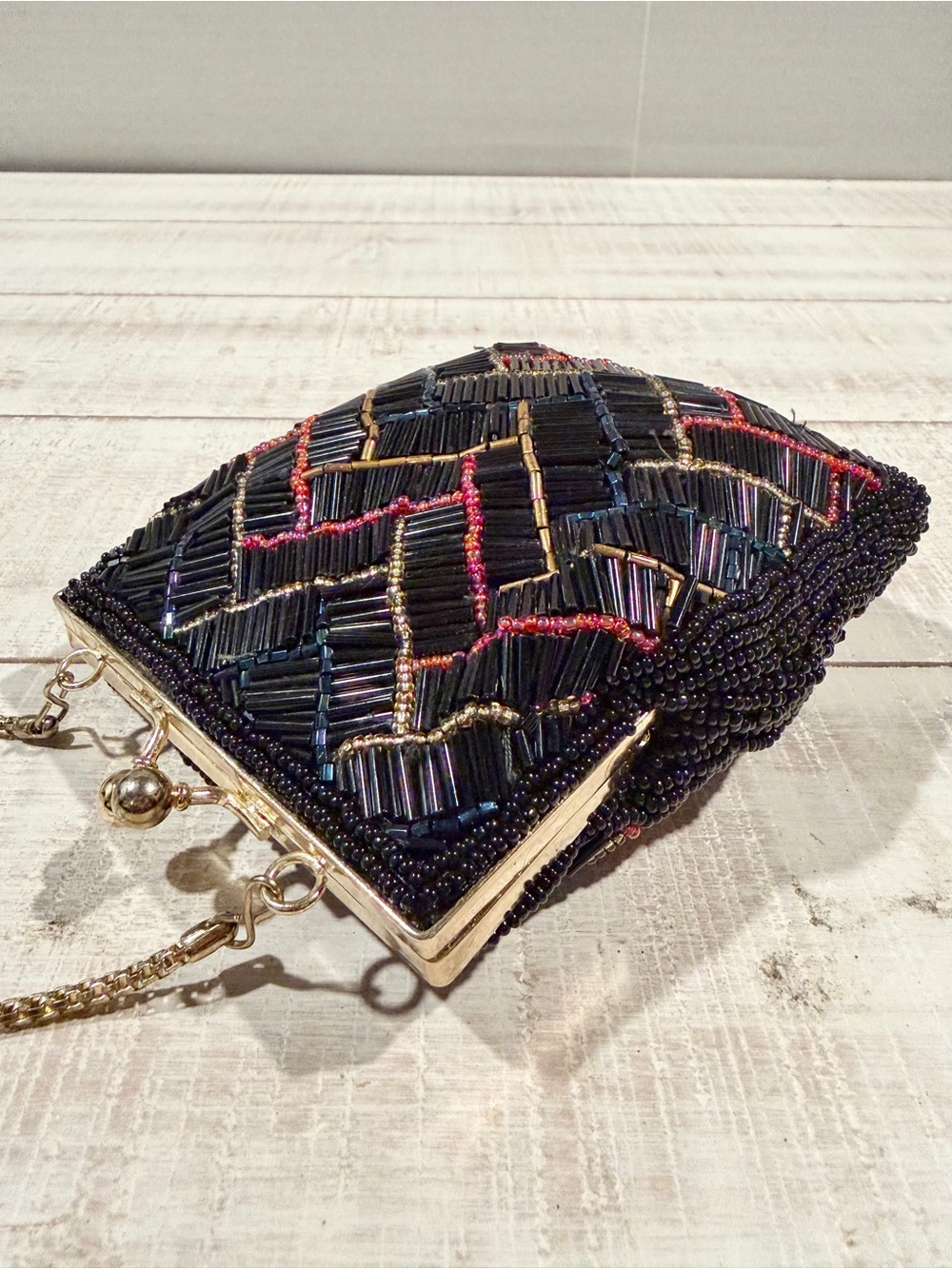 Vintage La Regale Beaded Coin Purse Crossbody Mini Clutch Gatsby Art Deco Formal - Picture 4 of 15